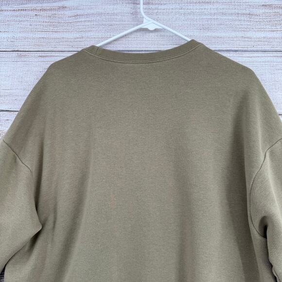 Nike AIR Rally Crew Sweatshirt Womens Small Green Side Zip Big Swoosh Logo - Picture 4 of 12